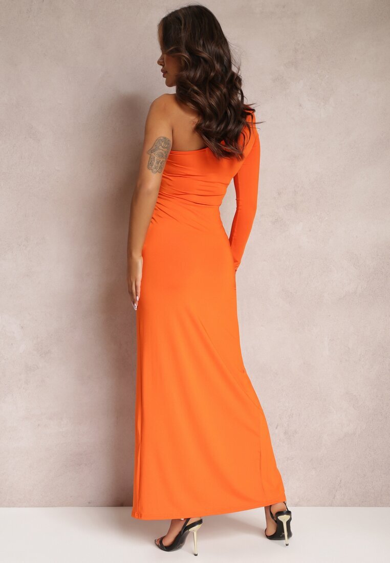 by swan Rochie maxi asimetrică portocalie drapată Kiari