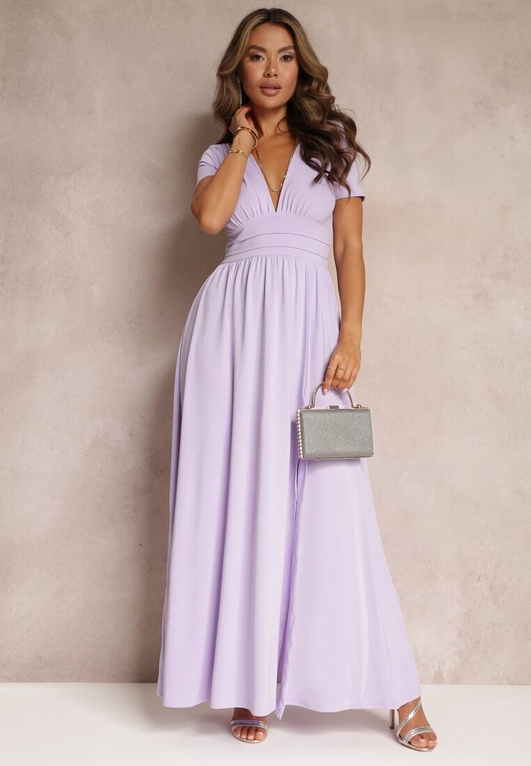 by swan Rochie Maxi Mov cu fustă evazată și șliț Zarya