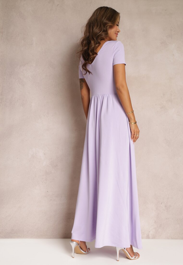 by swan Rochie Maxi Mov cu fustă evazată și șliț Zarya