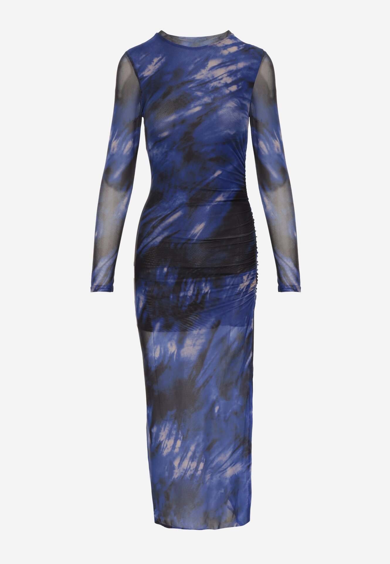 by swan Rochie Negru-Bleumarin De plasă Mulată Lungă Cu șlit lateral Telnut