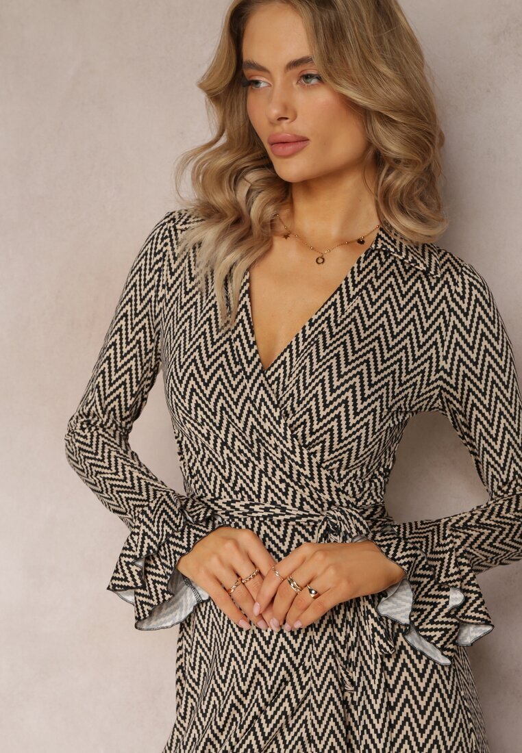 by swan Rochie petrecută bej-negru cu volane Lutorius