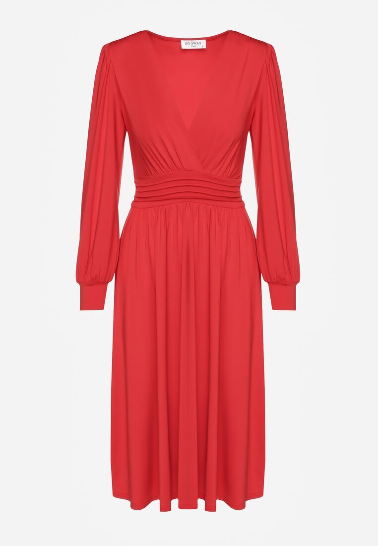 by swan Rochie Roșie din Viscoză cu Croială Cloș cu Partea de Sus tip Plic Seliane