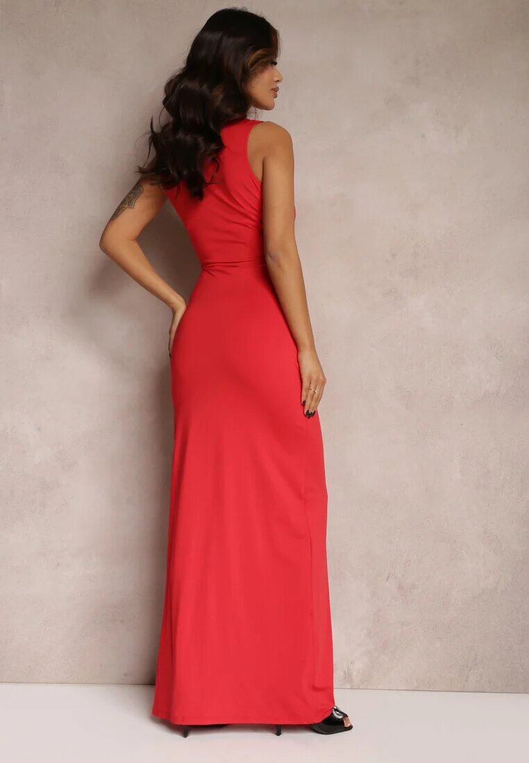by swan Rochie roșie drapata cu crapătură decorativă Alphophe