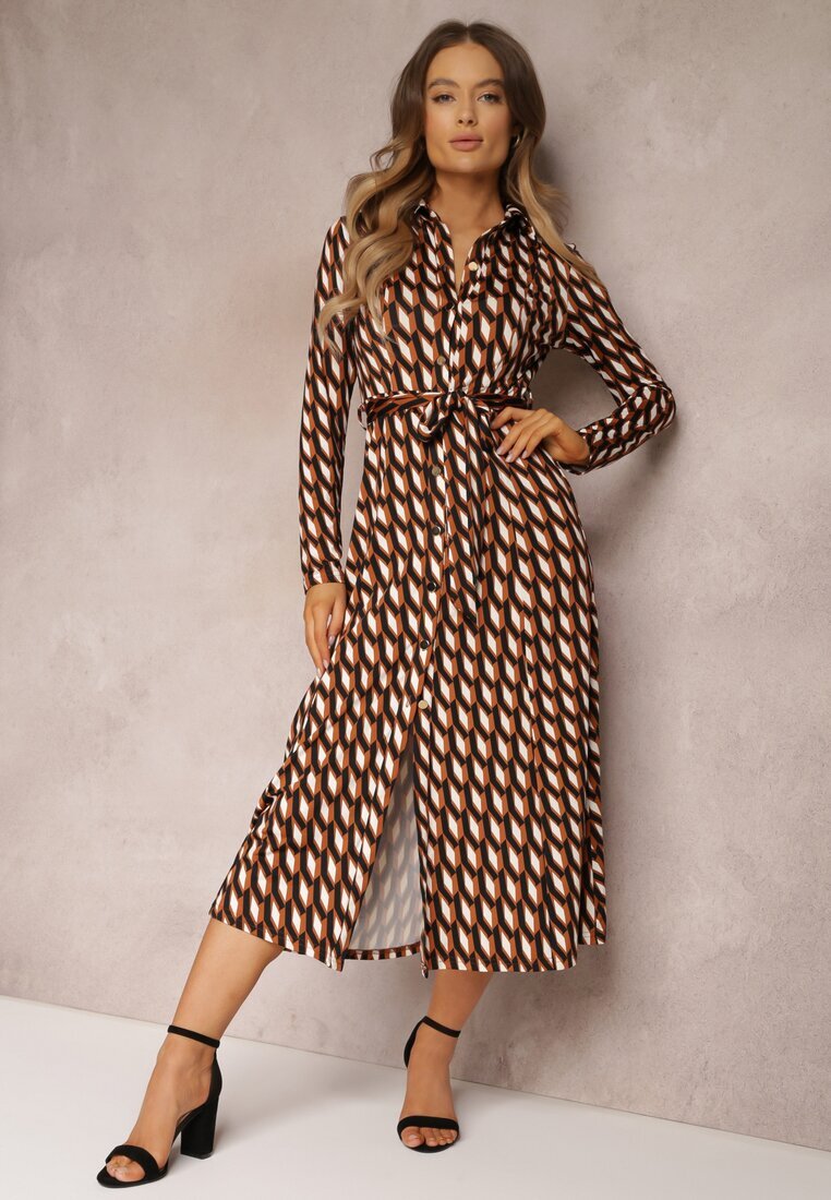 by swan Rochie tip cămașă Maro cu model geometric Fendwe