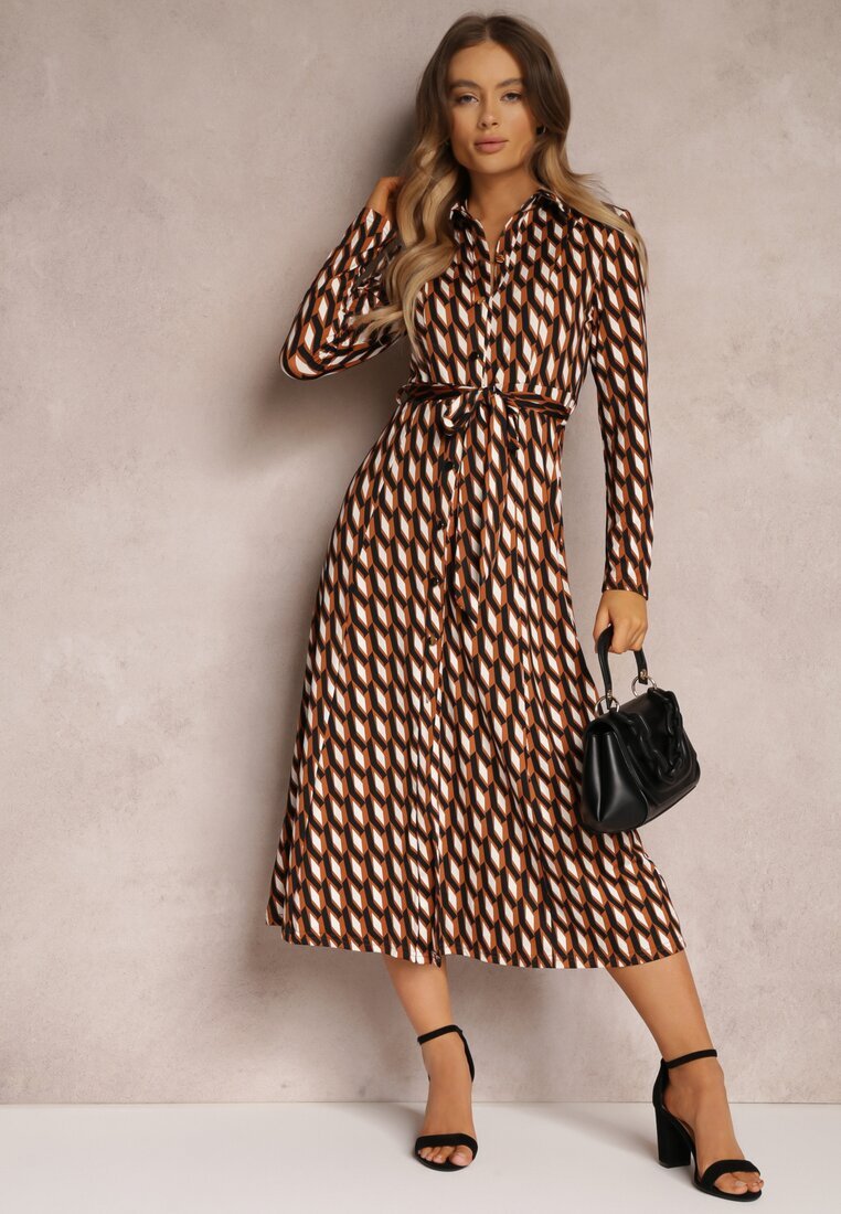 by swan Rochie tip cămașă Maro cu model geometric Fendwe