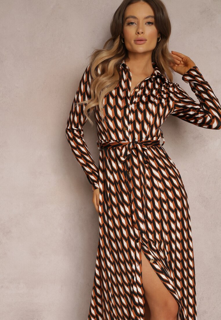 by swan Rochie tip cămașă Maro cu model geometric Fendwe