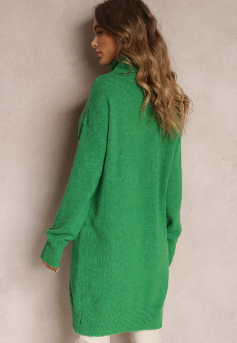 by swan Rochie Verde de Lână Oversize cu Guler înalt Revite