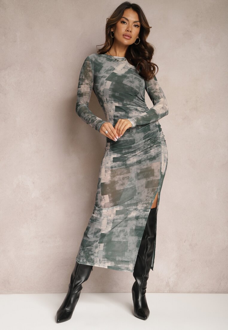 by swan Rochie Verde închis Mulată Maxi cu Decupaj Marperra
