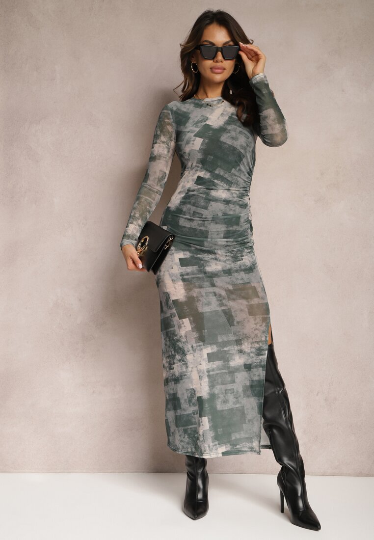 by swan Rochie Verde închis Mulată Maxi cu Decupaj Marperra