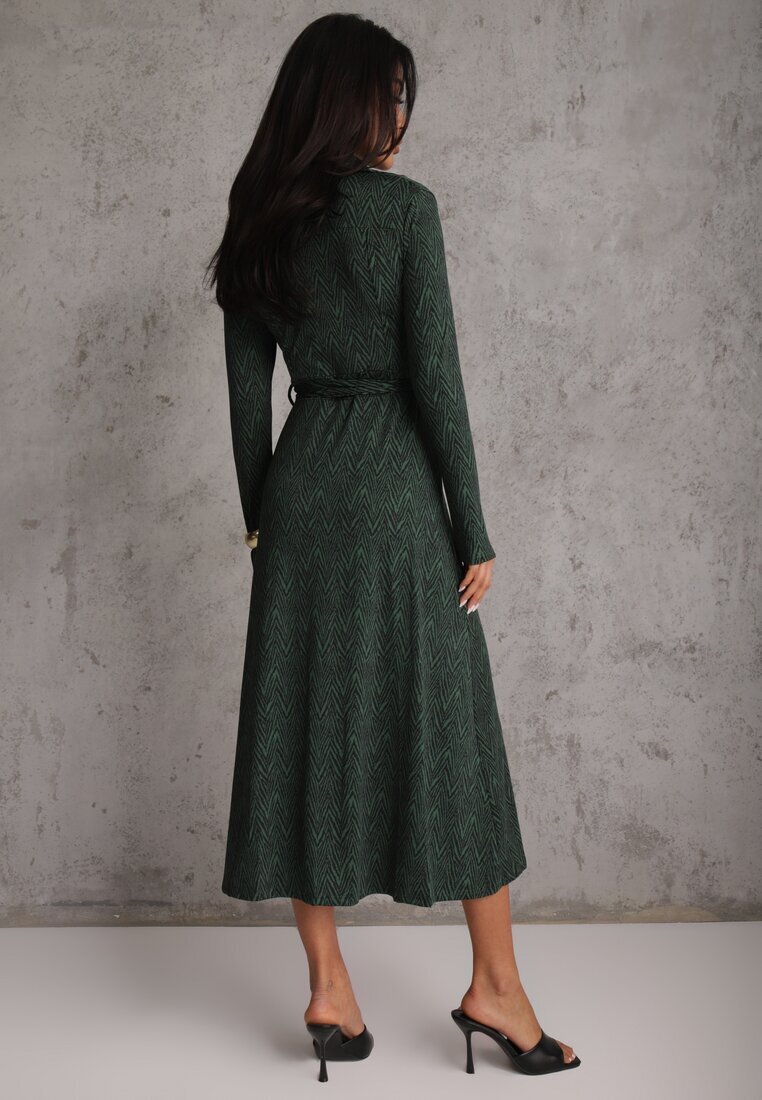 by swan Rochie Verde închis Tip cămașă Midi cu cordon Xudilla