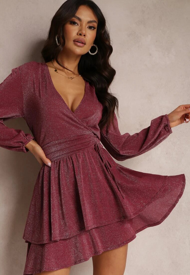 by swan Rochie Visinie Cloș cu Fir Metalic Necile