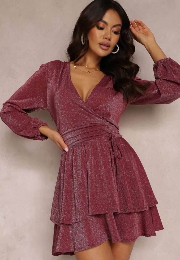 by swan Rochie Visinie Cloș cu Fir Metalic Necile