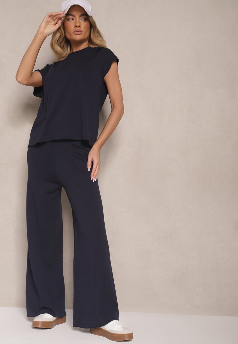 by swan Set Bleumarin din Vascoză Tricou și Pantaloni cu Croială Largă Larives