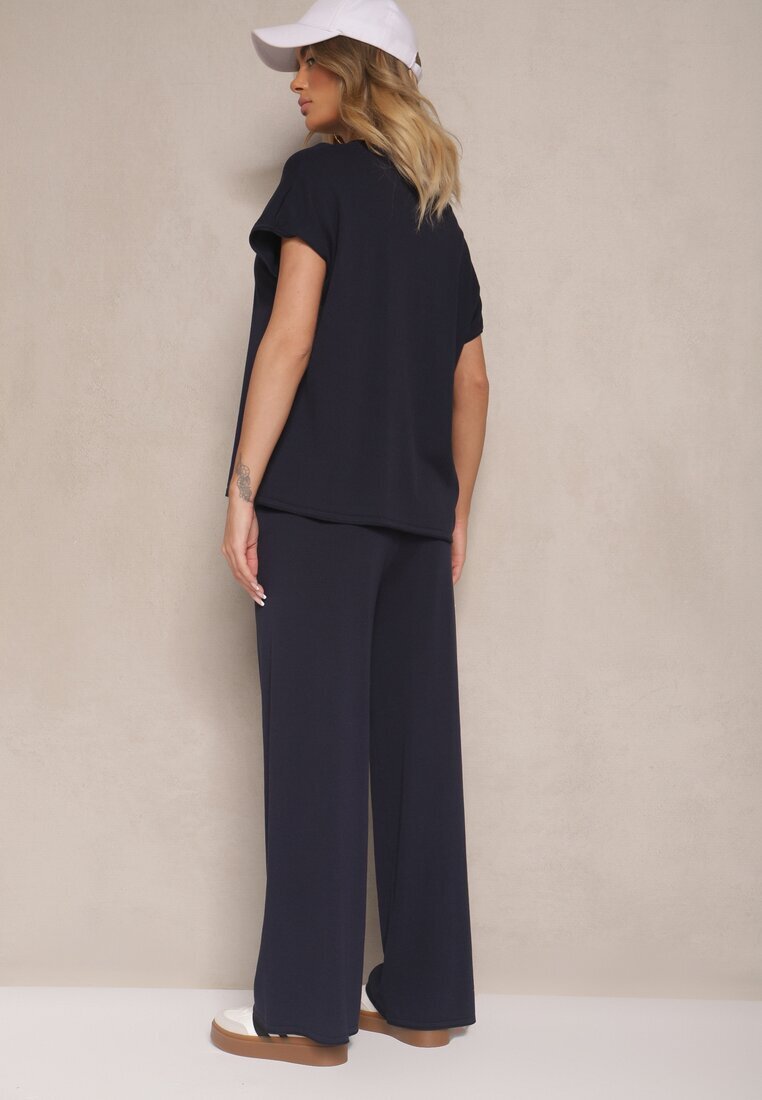 by swan Set Bleumarin din Vascoză Tricou și Pantaloni cu Croială Largă Larives