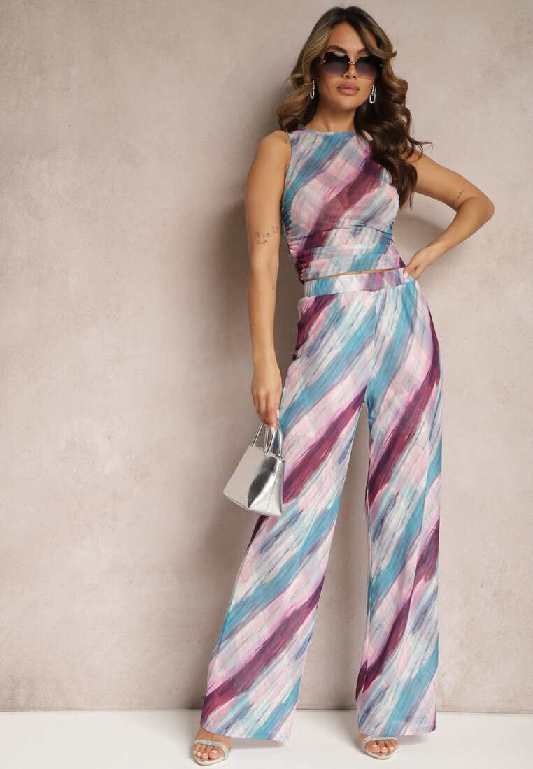 by swan Tank Top albastru deschis din plasă cu imprimeu abstract Nuerena