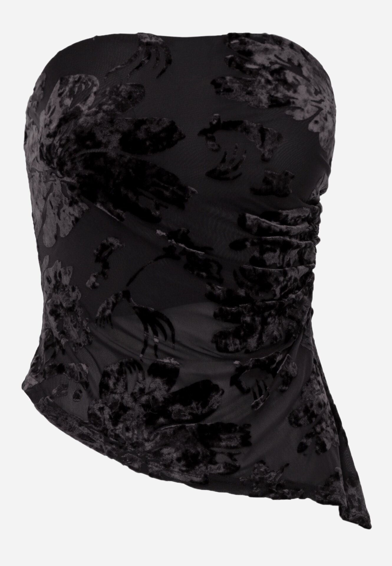 by swan Top bandeau asimetric cu flori Lieratua Negru