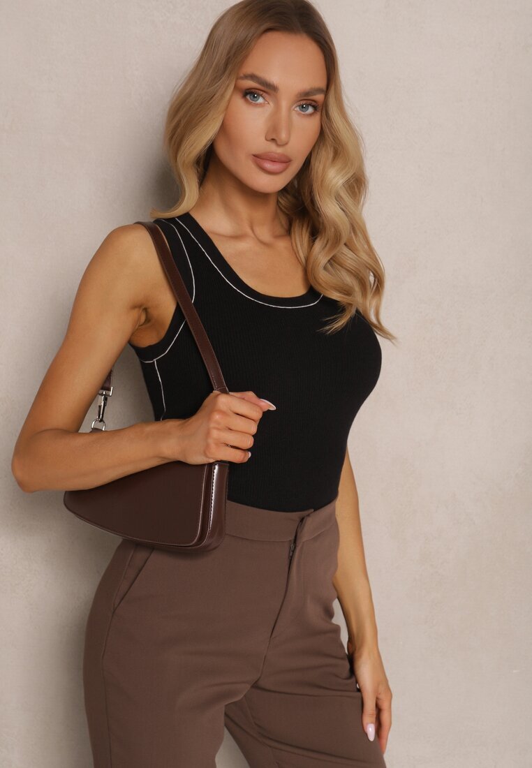 by swan Top Negru-Bej Tricotat cu Viscoză și Modal Sanaliena