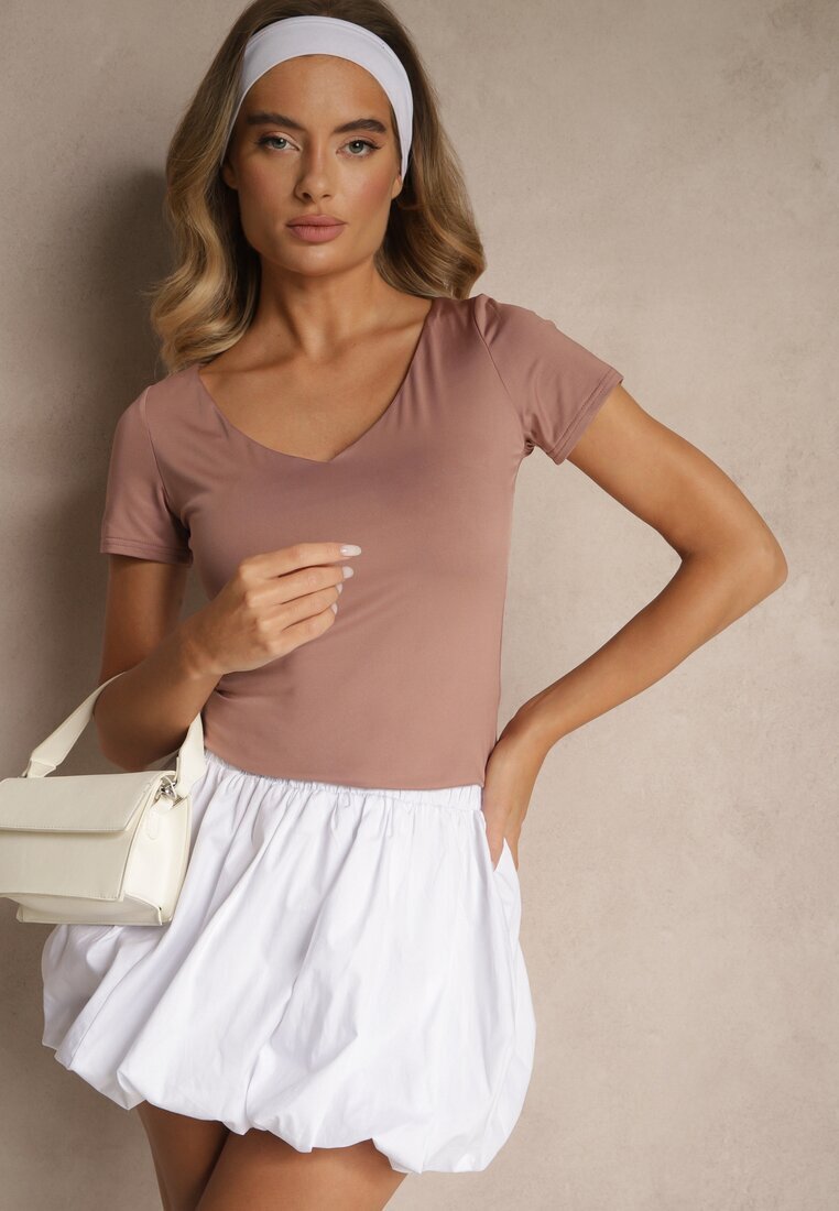 by swan Tricou Roz închis Mulât din viscoză cu decolteu în V Follerea