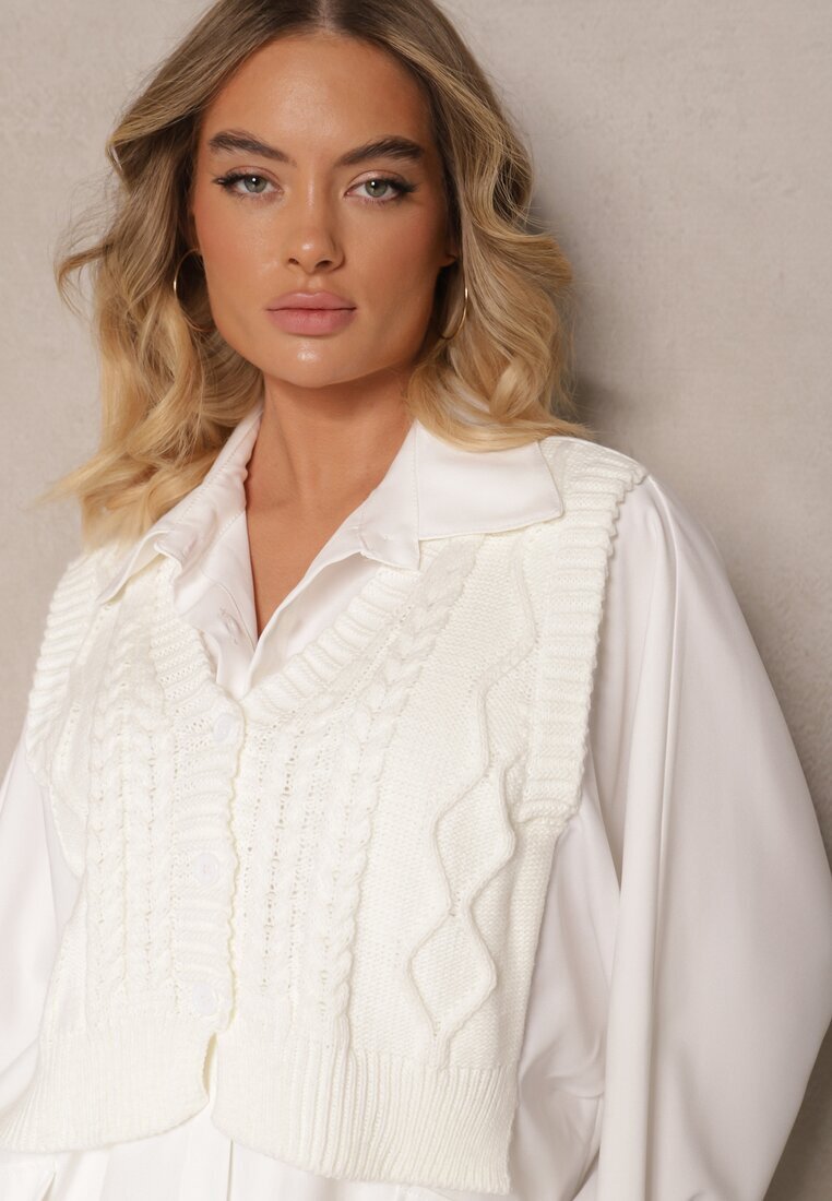  Cămașă Bej deschis tip liliac cu Vestă aplicată din tricot Hanoreth