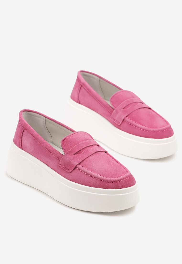 cambell Pantofi Fucsia tip mocasin cu platformă din piele naturală Nilovira