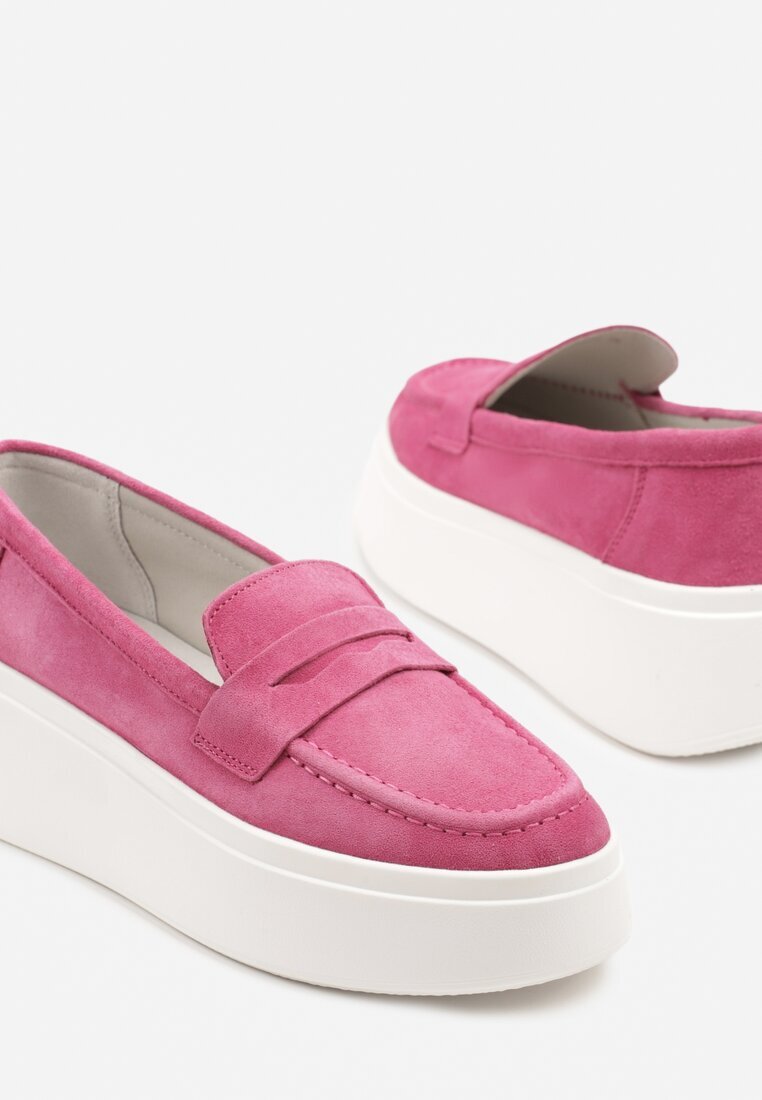 cambell Pantofi Fucsia tip mocasin cu platformă din piele naturală Nilovira