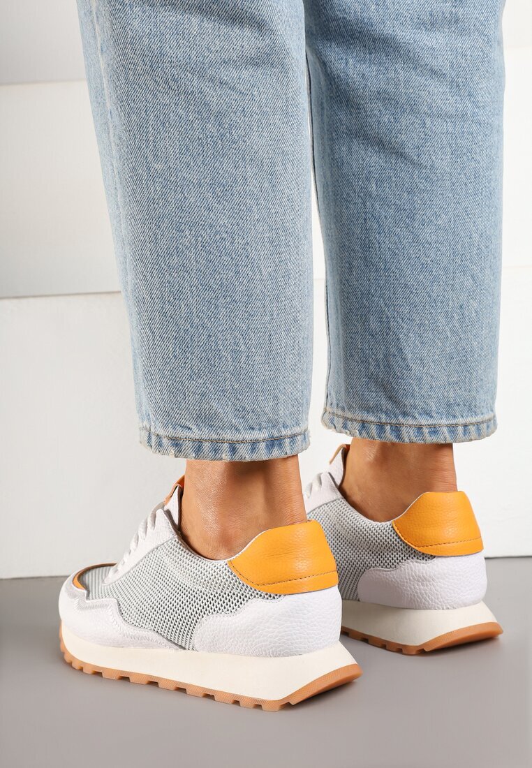 cambell Sneakerși Albi Din Piele Decorati Cu Motiv Geometric Wibessa