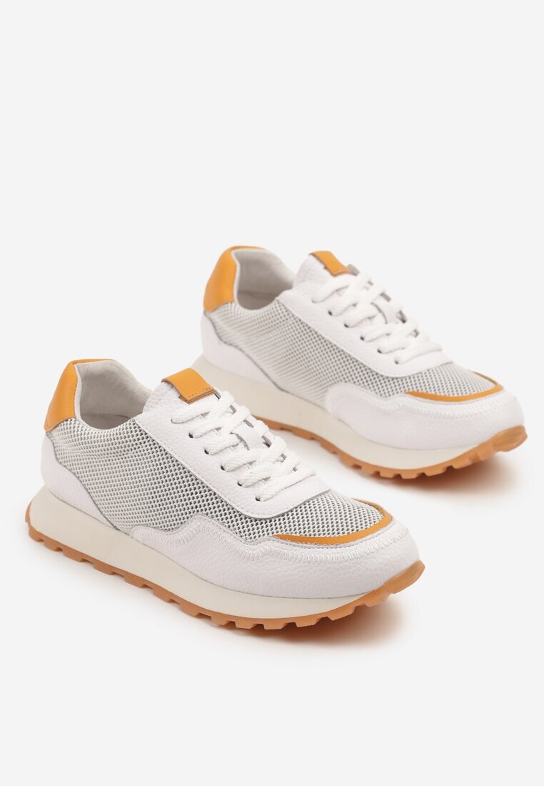 cambell Sneakerși Albi Din Piele Decorati Cu Motiv Geometric Wibessa