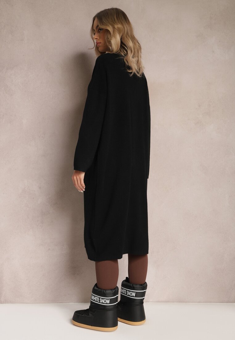 Cardigan Negru Lung Încheiat Rousalere