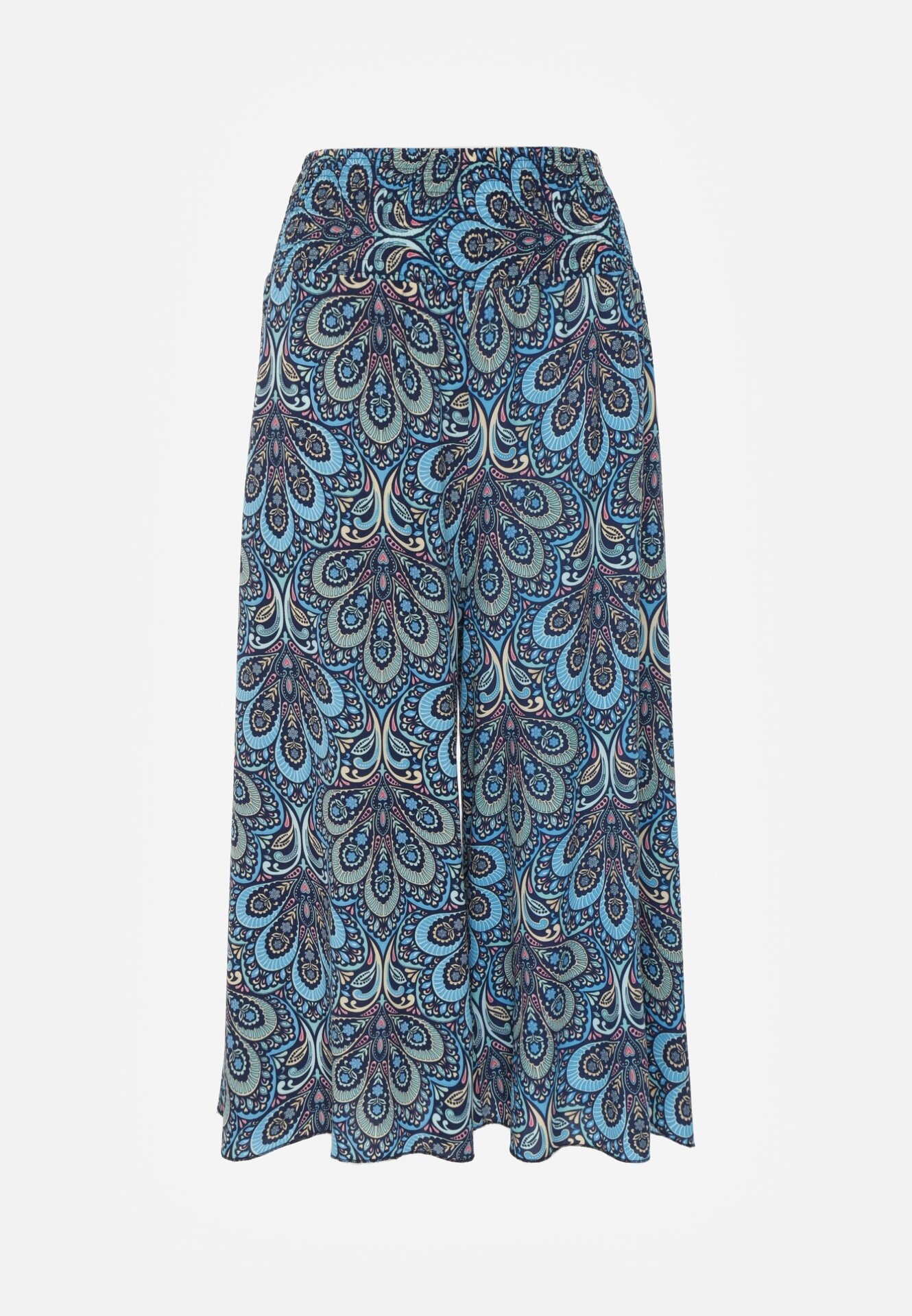 cflo Pantaloni Bleumarin cu elastic în talie și craci largi din viscoză Adotria