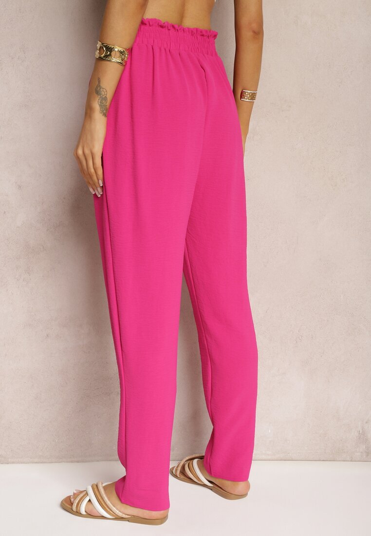 cflo Pantaloni Fucsia Tip Paper Bag Talie Înaltă cu Elastic în Talie Salvavia