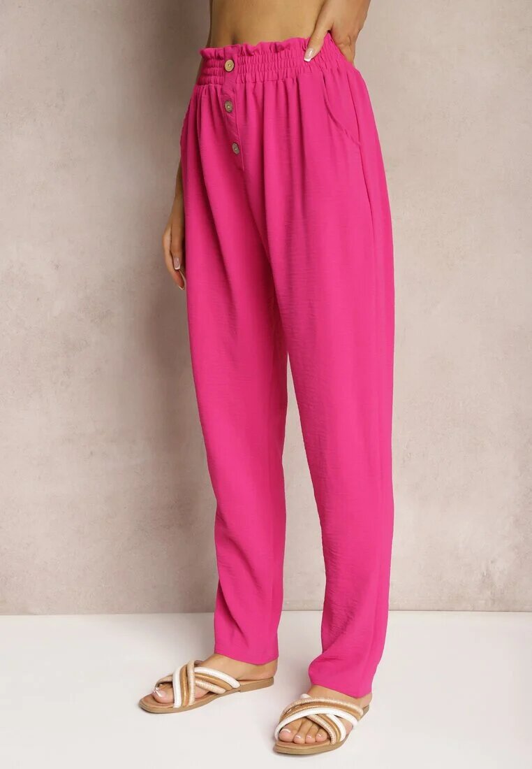 cflo Pantaloni Fucsia Tip Paper Bag Talie Înaltă cu Elastic în Talie Salvavia