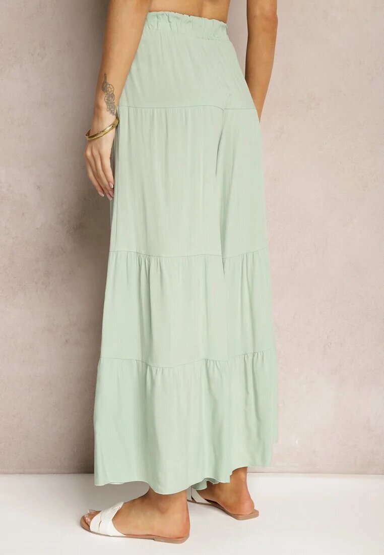 cflo Pantaloni Verde deschis cu picioare largi Palazzo cu volane și elastic în talie Dimlin