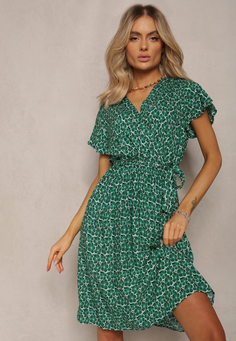 cflo Rochie de vară Verde tip plic legată în talie din vâscoză Meridase