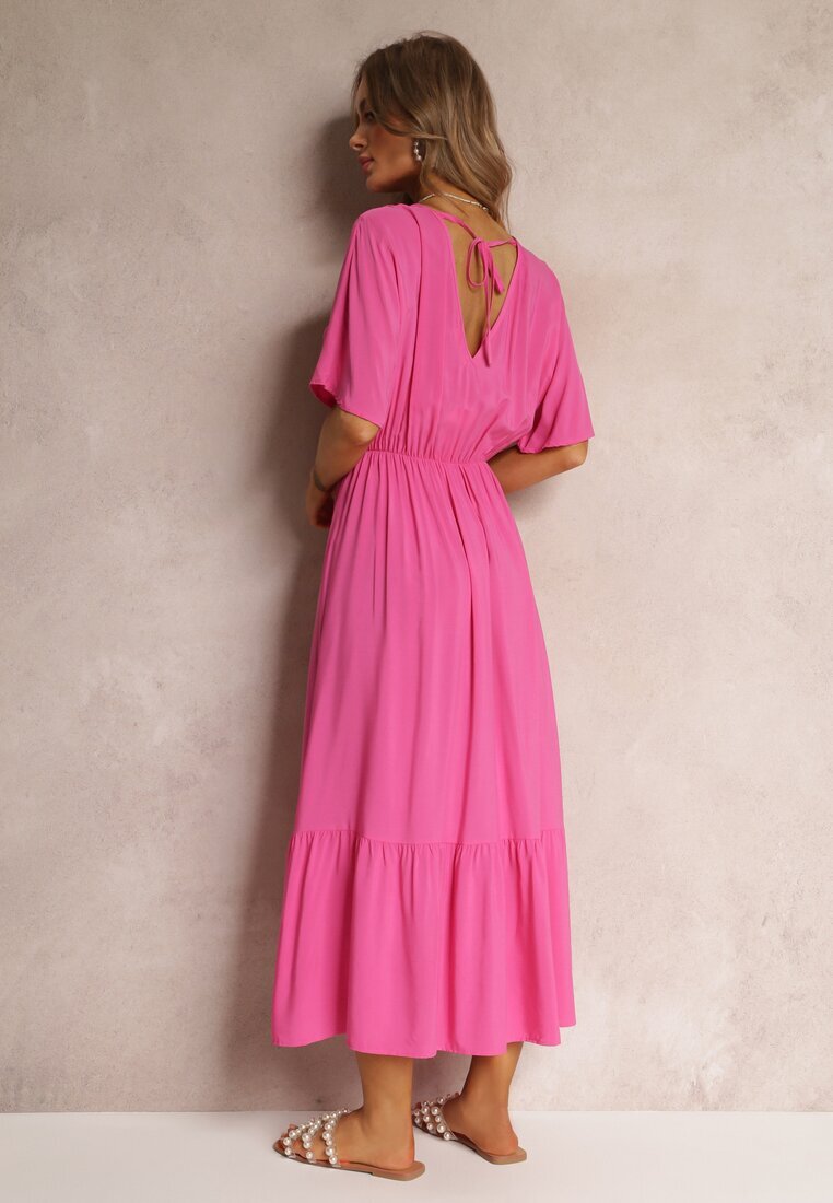 cflo Rochie Fucsia Din viscoză Maxi Cu șnur Cu ciucuri și elastic În talie Tresis
