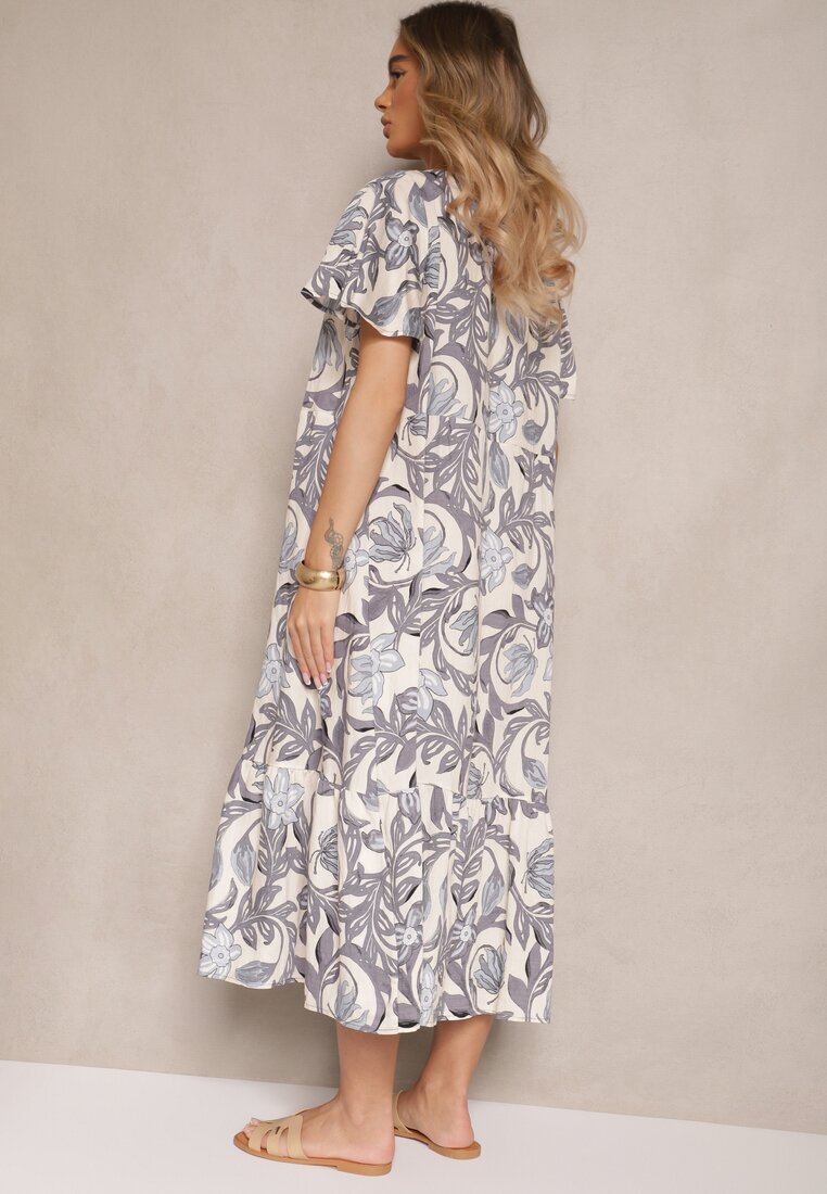 cflo Rochie Gri din viscoză cu croi cutie cu imprimeu floral Ranisla