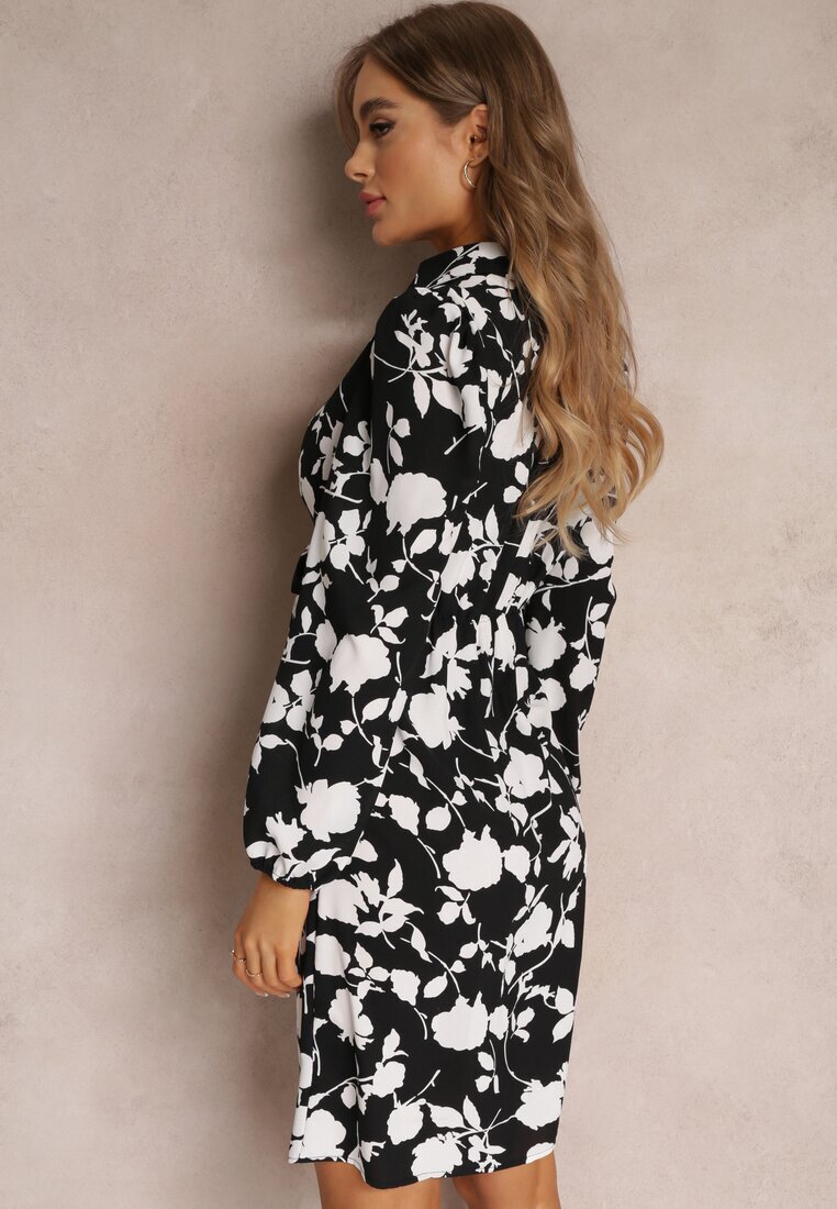 cflo Rochie neagră tip cămașă florală Ommofie