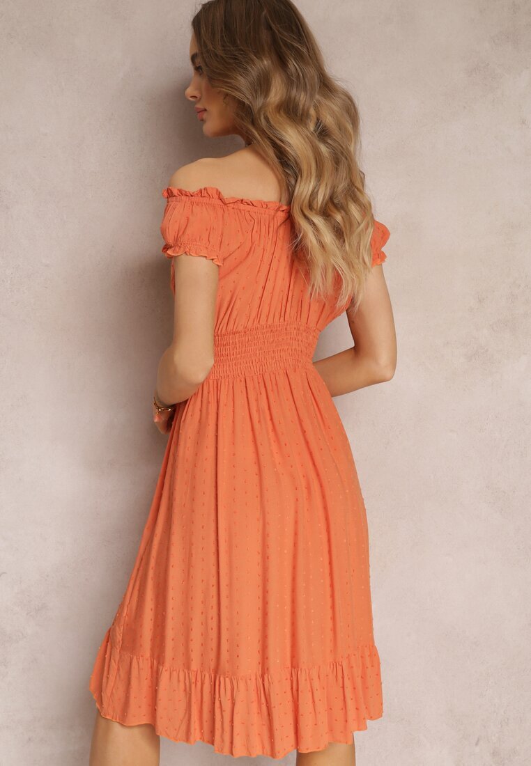 cflo Rochie Portocalie Spaniolă cu Volan Anarine