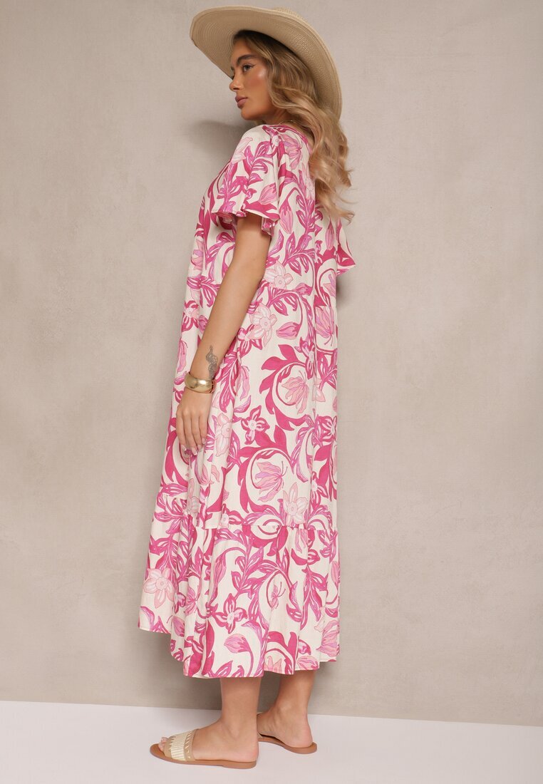 cflo Rochie Roz din viscoză croi boxy cu imprimeu floral Ranisla