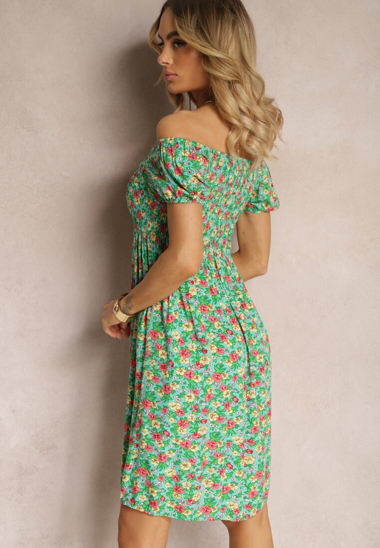 cflo Rochie spaniolă din viscoză verde deschis cu imprimeu floral Pialara