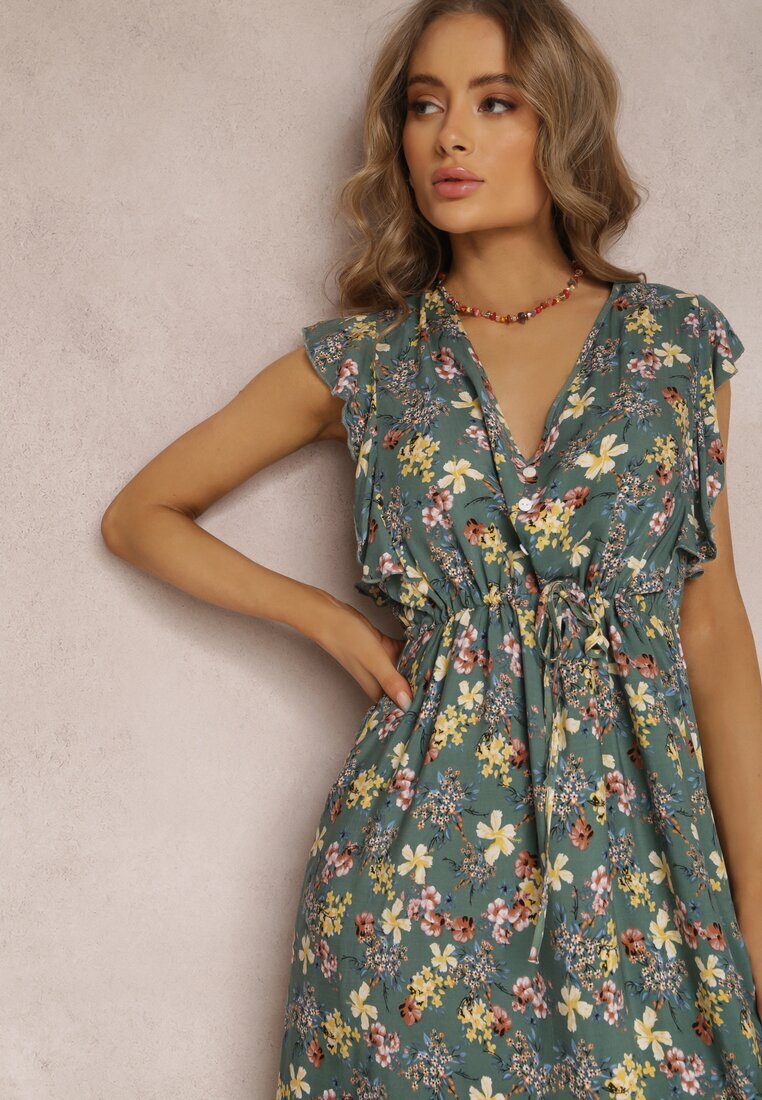 cflo Rochie Verde din Viscoză Philameia