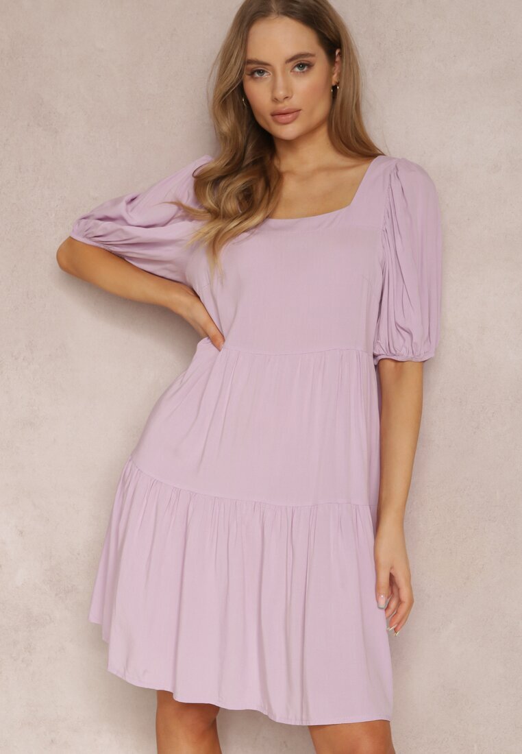 cflo Rochie Violet Deschis din Viscoză Agathestra