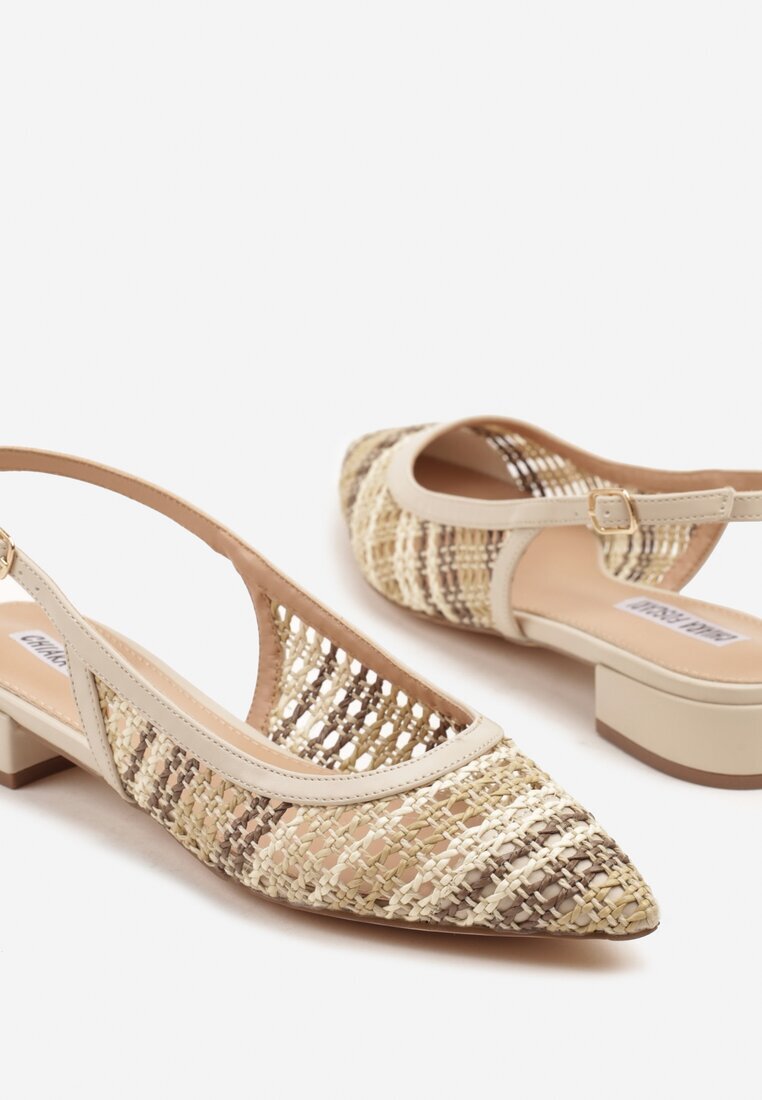 chiara foscari Sandale Bej Croșetate Slingback Odirissea