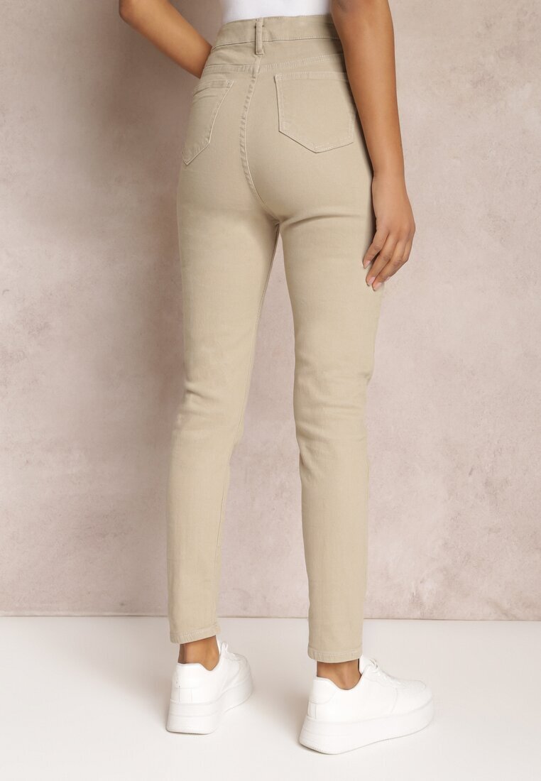 christy Pantaloni Bej Simple Croială Slim Madysen