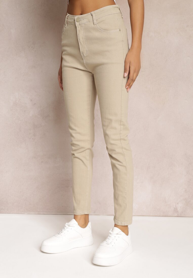 christy Pantaloni Bej Simple Croială Slim Madysen
