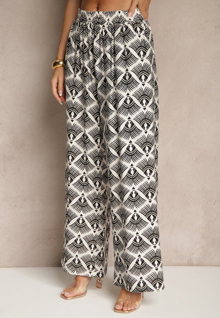 christy Set Negru cu Vâscoză Cămașă și Pantaloni Decorat cu Imprimeu Ornamental Elezoria