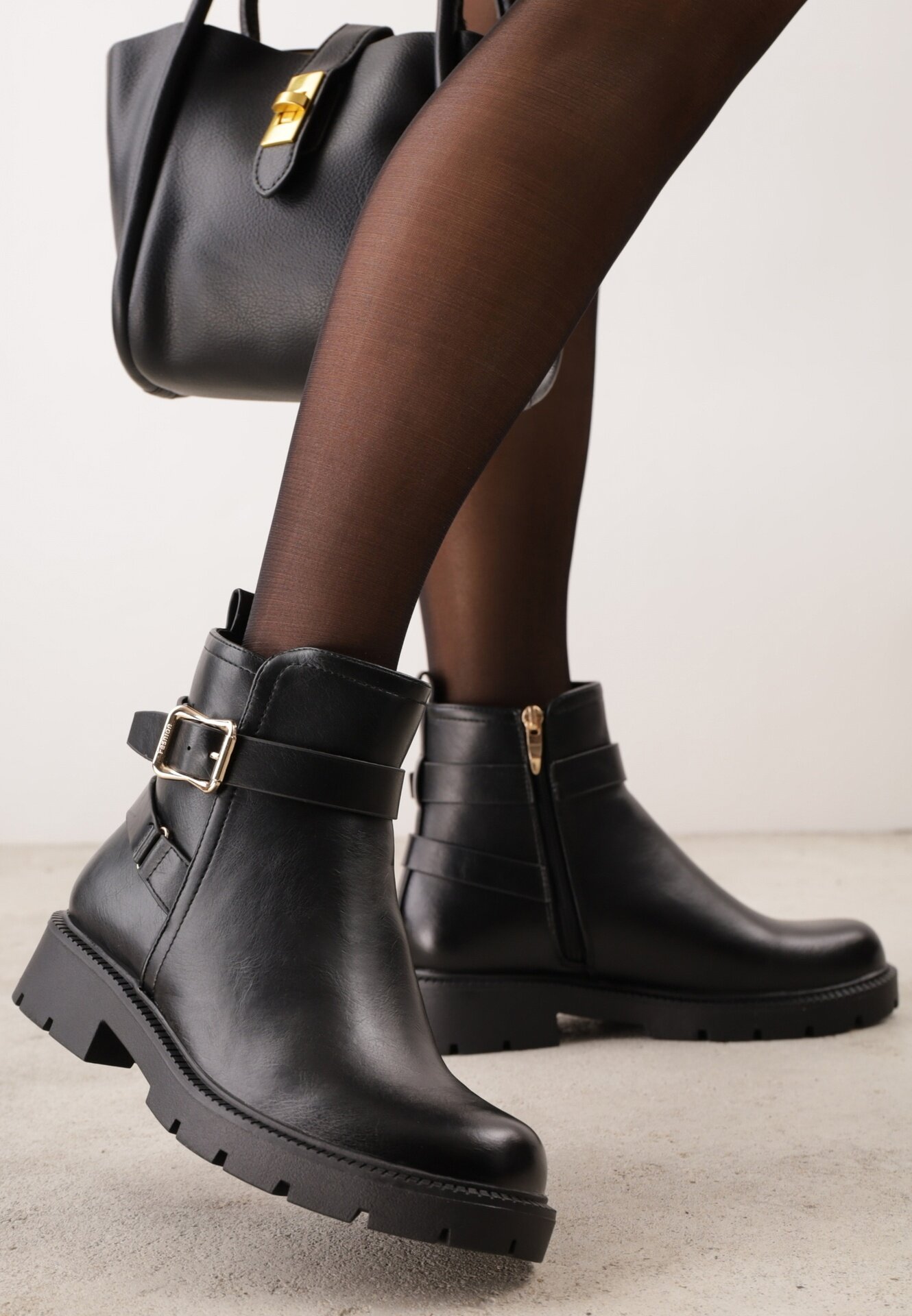 ciaodeo Botine cu barete decorative și catarame metalice Cerelle Negre