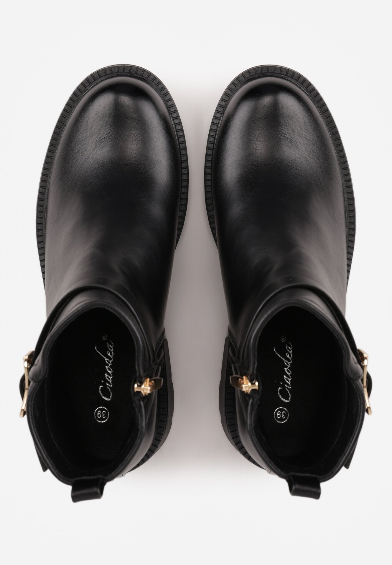 ciaodeo Botine cu barete decorative și catarame metalice Cerelle Negre