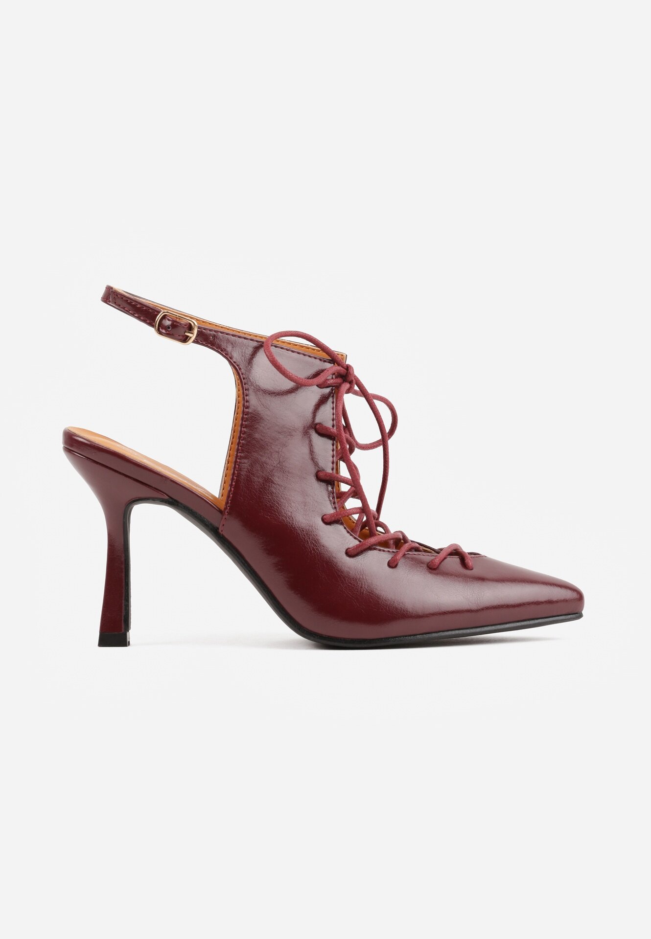 ciaodeo Pantofi cu toc slingback cu tip cravată Angellta Bordo cu roșu