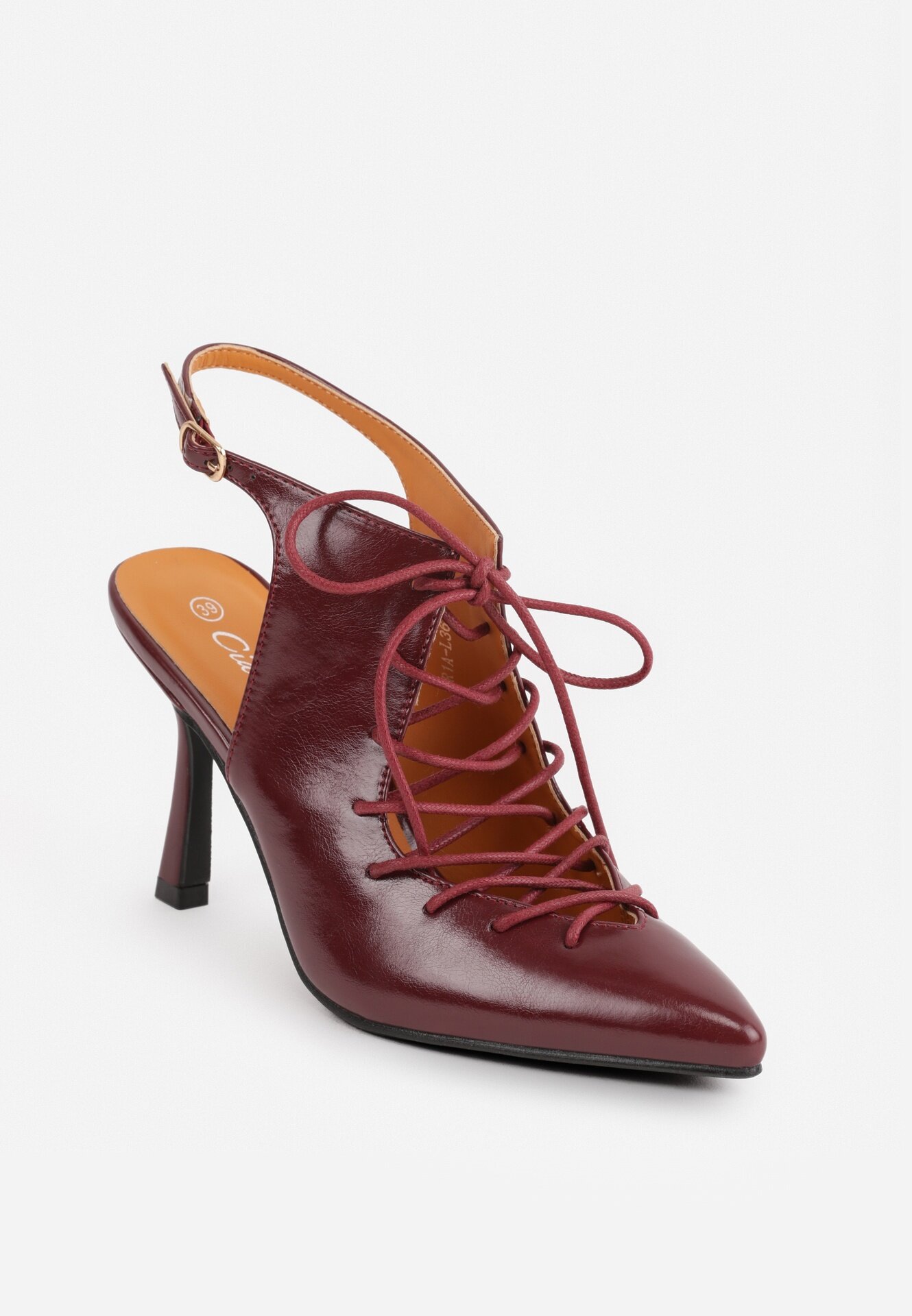 ciaodeo Pantofi cu toc slingback cu tip cravată Angellta Bordo cu roșu