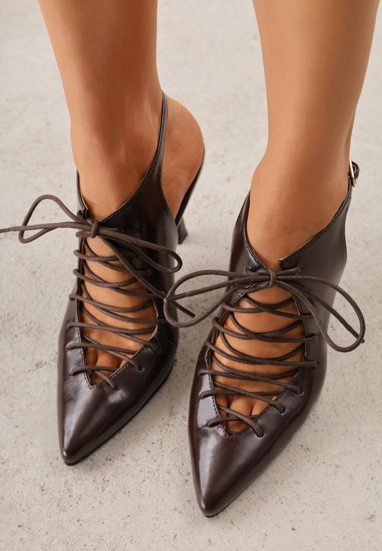 ciaodeo Pantofi cu toc slingback cu tip cravată Angellta Maro